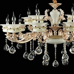 Designer Touch Decorative Traditional Classic Zinc Alloy Feature for Crystal Mini Style Metal Indoors Garden 15 Bulbs Chandelier