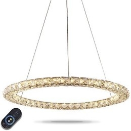 Designer Touch Decorative Ring Crystal Pendant Light Modern Crystal Chandelier Ceiling Lights Indoor Lamp Fixtures Dimmable with Remote Control