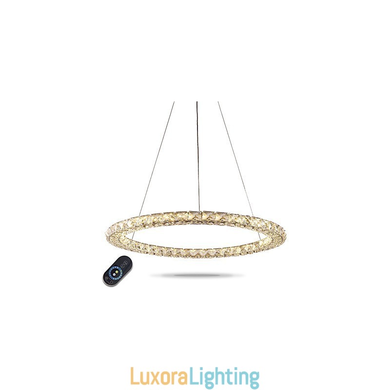 Designer Touch Decorative Ring Crystal Pendant Light Modern Crystal Chandelier Ceiling Lights Indoor Lamp Fixtures Dimmable with Remote Control