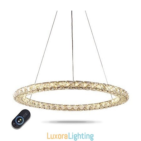 Designer Touch Decorative Ring Crystal Pendant Light Modern Crystal Chandelier Ceiling Lights Indoor Lamp Fixtures Dimmable with Remote Control