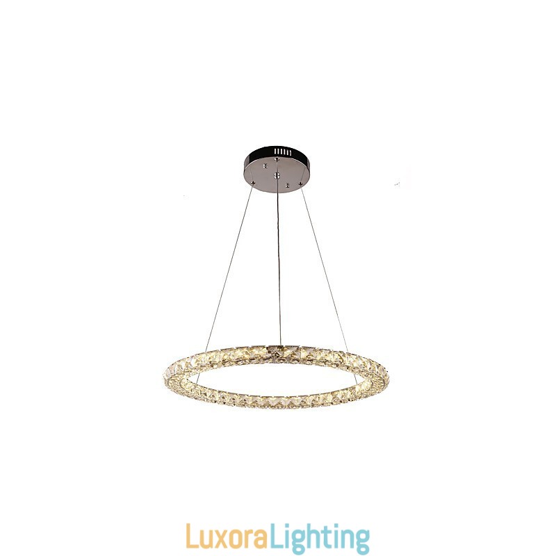 Designer Touch Decorative Ring Crystal Pendant Light Modern Crystal Chandelier Ceiling Lights Indoor Lamp Fixtures Dimmable with Remote Control