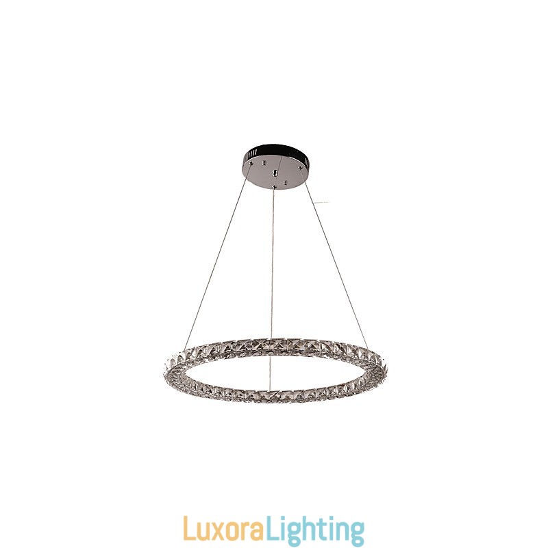 Designer Touch Decorative Ring Crystal Pendant Light Modern Crystal Chandelier Ceiling Lights Indoor Lamp Fixtures Dimmable with Remote Control