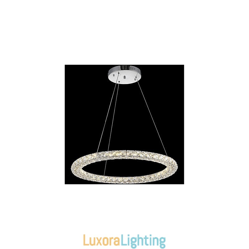 Designer Touch Decorative Ring Crystal Pendant Light Modern Crystal Chandelier Ceiling Lights Indoor Lamp Fixtures Dimmable with Remote Control