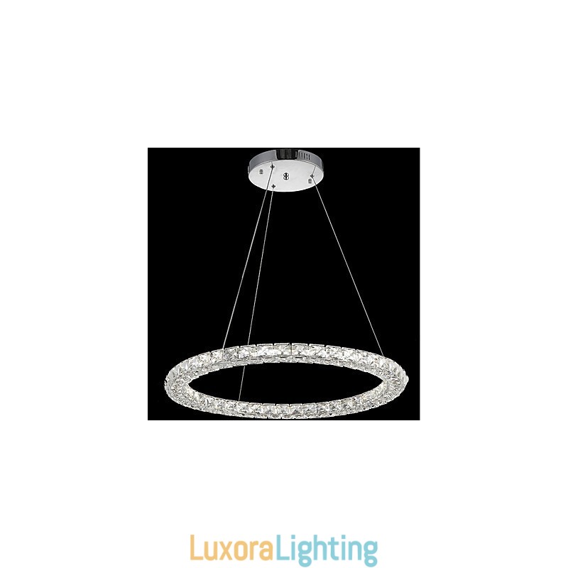 Designer Touch Decorative Ring Crystal Pendant Light Modern Crystal Chandelier Ceiling Lights Indoor Lamp Fixtures Dimmable with Remote Control