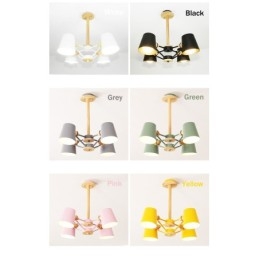 Designer Touch Decorative 4 Light Multi Colours Macaron Wood Vintage Painting Feature Metal Chandelier