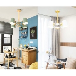 Designer Touch Decorative 4 Light Multi Colours Macaron Wood Vintage Painting Feature Metal Chandelier