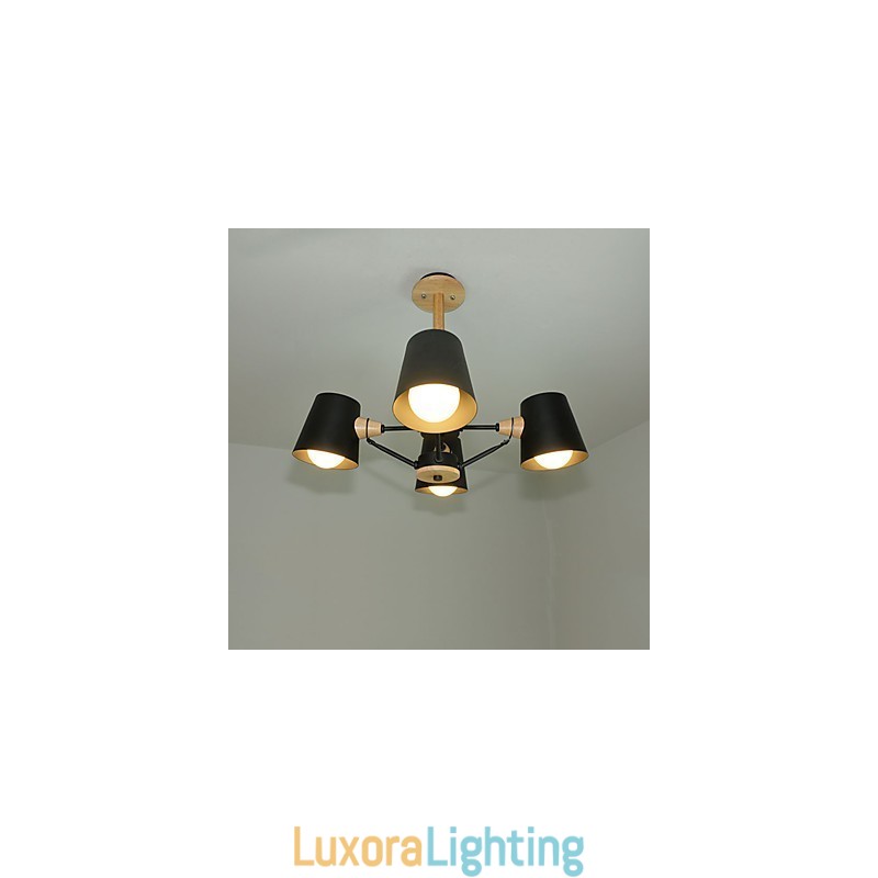 Designer Touch Decorative 4 Light Multi Colours Macaron Wood Vintage Painting Feature Metal Chandelier