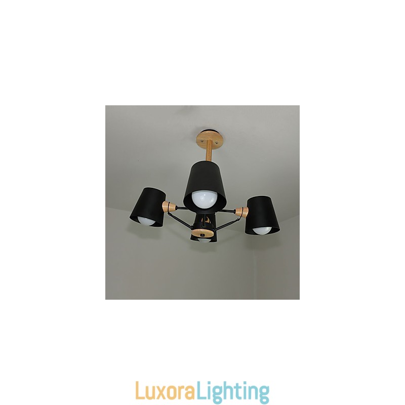 Designer Touch Decorative 4 Light Multi Colours Macaron Wood Vintage Painting Feature Metal Chandelier