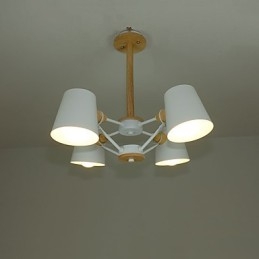 Designer Touch Decorative 4 Light Multi Colours Macaron Wood Vintage Painting Feature Metal Chandelier