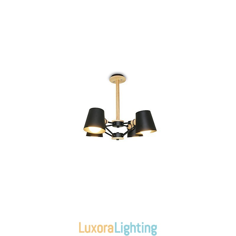 Designer Touch Decorative 4 Light Multi Colours Macaron Wood Vintage Painting Feature Metal Chandelier