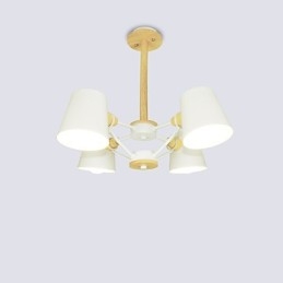 Designer Touch Decorative 4 Light Multi Colours Macaron Wood Vintage Painting Feature Metal Chandelier