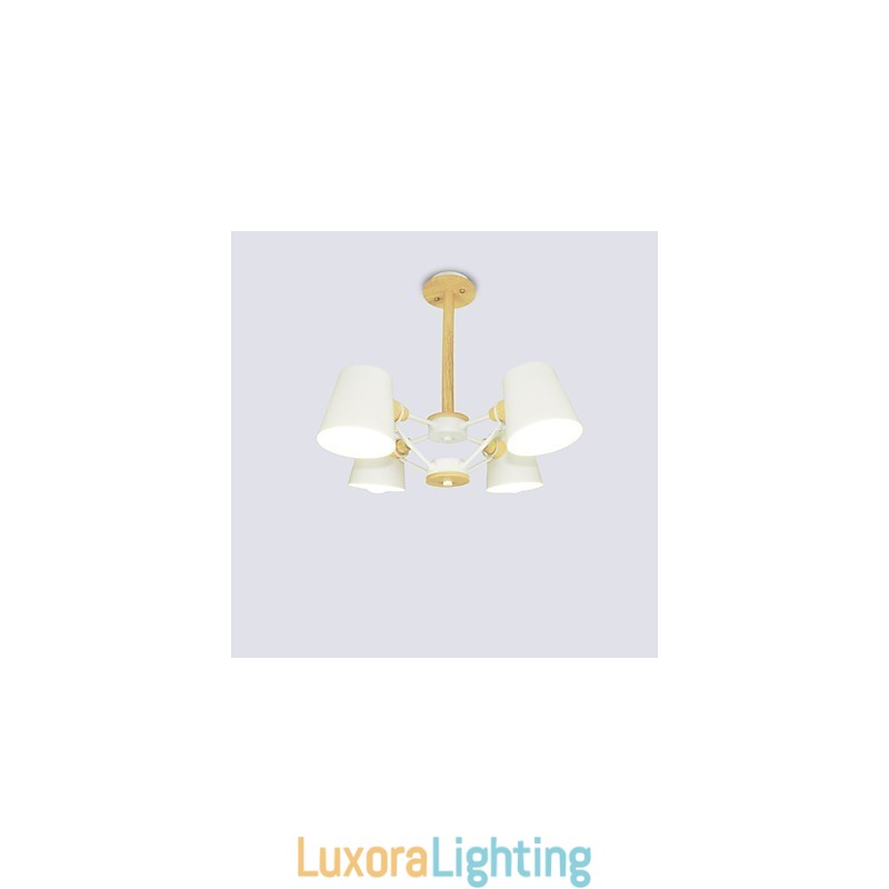 Designer Touch Decorative 4 Light Multi Colours Macaron Wood Vintage Painting Feature Metal Chandelier