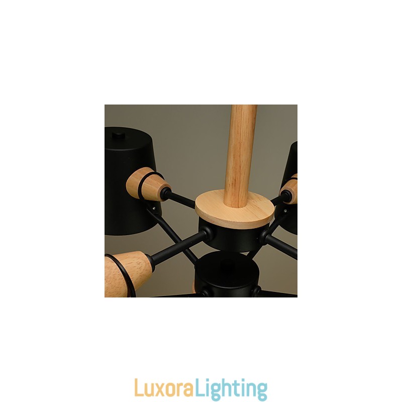 Designer Touch Decorative 4 Light Multi Colours Macaron Wood Vintage Painting Feature Metal Chandelier