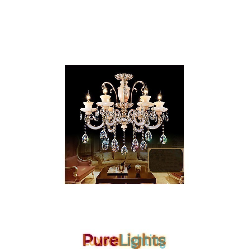 Designer Touch Decorative European High Grade Jade Crystal Pendant Lamp Atmosphere Zinc Alloy Pendant lamp Candle Crystal lamp