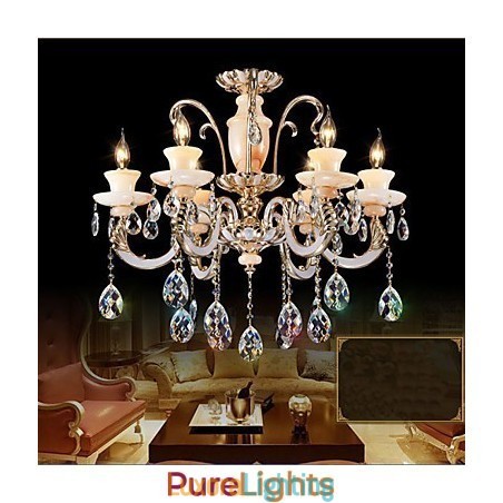 Designer Touch Decorative European High Grade Jade Crystal Pendant Lamp Atmosphere Zinc Alloy Pendant lamp Candle Crystal lamp