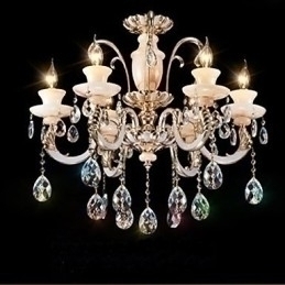 Designer Touch Decorative European High Grade Jade Crystal Pendant Lamp Atmosphere Zinc Alloy Pendant lamp Candle Crystal lamp