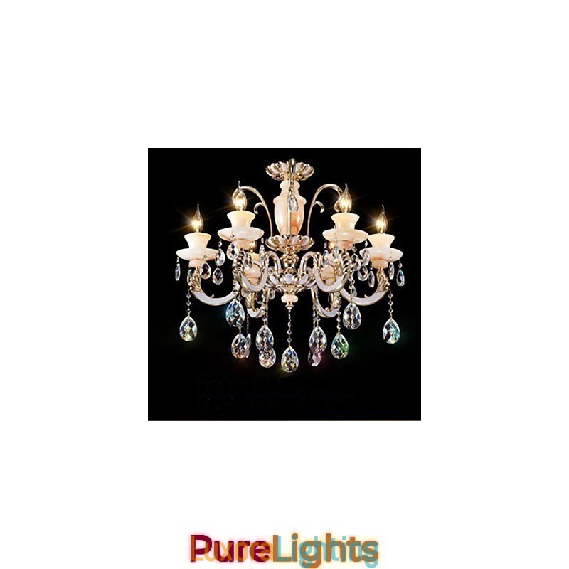 Designer Touch Decorative European High Grade Jade Crystal Pendant Lamp Atmosphere Zinc Alloy Pendant lamp Candle Crystal lamp