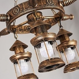 Designer Touch Decorative Rustic Lodge Vintage Retro Country Globe Painting Feature for Mini Style Designers Metal Chandelier