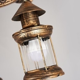 Designer Touch Decorative Rustic Lodge Vintage Retro Country Globe Painting Feature for Mini Style Designers Metal Chandelier