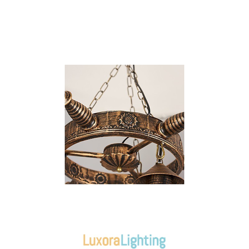 Designer Touch Decorative Rustic Lodge Vintage Retro Country Globe Painting Feature for Mini Style Designers Metal Chandelier