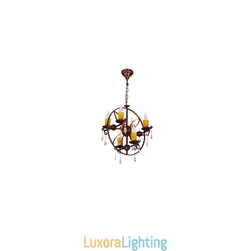 Designer Touch Decorative Rustic Lodge Vintage Retro Country Globe Painting Feature for Mini Style Designers Metal Chandelier