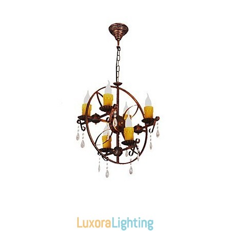 Designer Touch Decorative Rustic Lodge Vintage Retro Country Globe Painting Feature for Mini Style Designers Metal Chandelier