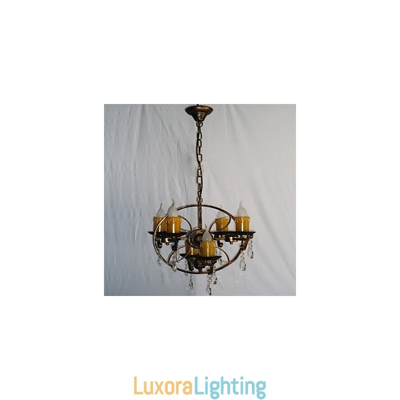 Designer Touch Decorative Rustic Lodge Vintage Retro Country Globe Painting Feature for Mini Style Designers Metal Chandelier