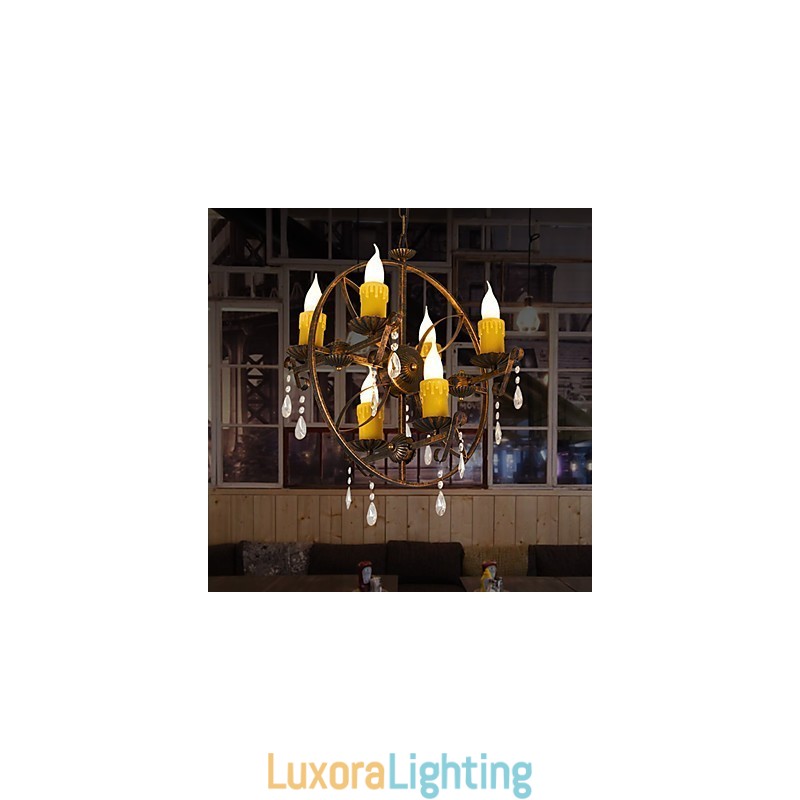 Designer Touch Decorative Rustic Lodge Vintage Retro Country Globe Painting Feature for Mini Style Designers Metal Chandelier