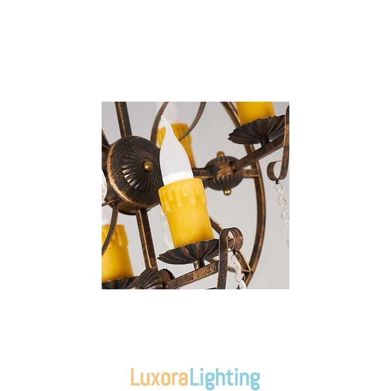 Designer Touch Decorative Rustic Lodge Vintage Retro Country Globe Painting Feature for Mini Style Designers Metal Chandelier