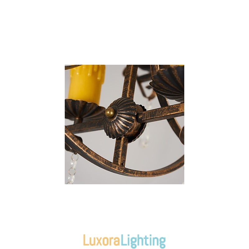 Designer Touch Decorative Rustic Lodge Vintage Retro Country Globe Painting Feature for Mini Style Designers Metal Chandelier