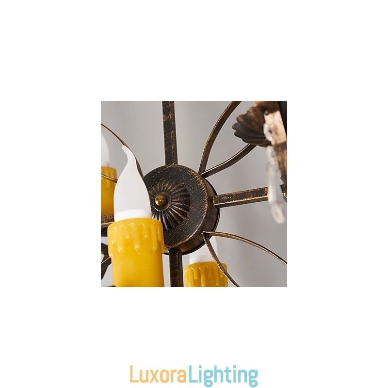 Designer Touch Decorative Rustic Lodge Vintage Retro Country Globe Painting Feature for Mini Style Designers Metal Chandelier