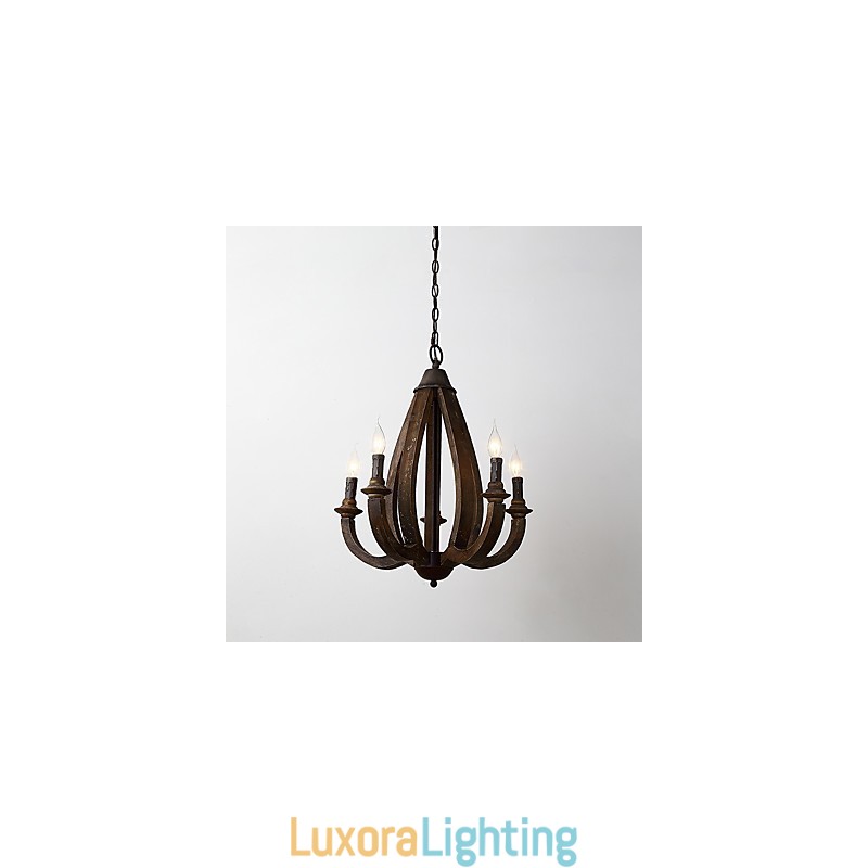 Designer Touch Decorative Vintage Painting Feature Mini Style Wood Bamboo Chandelier Lamp the Decorate Pendant Lamp