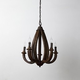 Designer Touch Decorative Vintage Painting Feature Mini Style Wood Bamboo Chandelier Lamp the Decorate Pendant Lamp