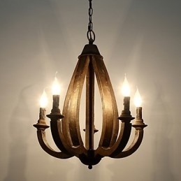 Designer Touch Decorative Vintage Painting Feature Mini Style Wood Bamboo Chandelier Lamp the Decorate Pendant Lamp