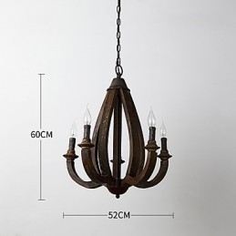 Designer Touch Decorative Vintage Painting Feature Mini Style Wood Bamboo Chandelier Lamp the Decorate Pendant Lamp