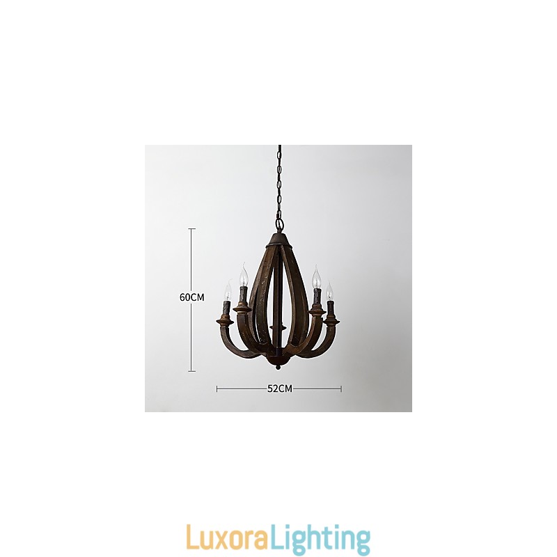 Designer Touch Decorative Vintage Painting Feature Mini Style Wood Bamboo Chandelier Lamp the Decorate Pendant Lamp