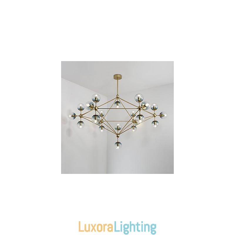 Designer Touch Decorative Twenty_one Light Post Modern Europe Style Modo Metal Glass Pendant Lamp the Foyer Decorate Industrial Chandelier Lamp