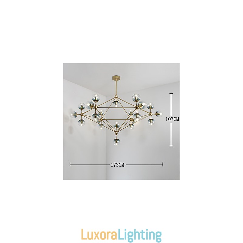 Designer Touch Decorative Twenty_one Light Post Modern Europe Style Modo Metal Glass Pendant Lamp the Foyer Decorate Industrial Chandelier Lamp