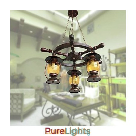Designer Touch Decorative Retro Painting Wood Bamboo Chandelier
