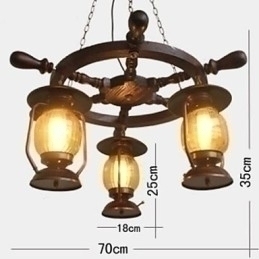 Designer Touch Decorative Retro Painting Wood Bamboo Chandelier