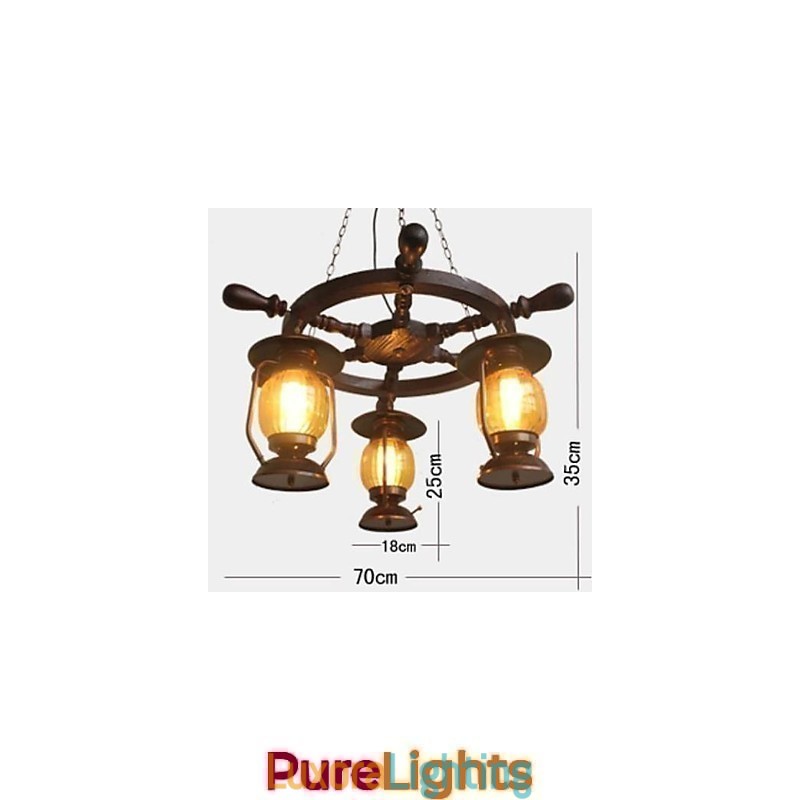 Designer Touch Decorative Retro Painting Wood Bamboo Chandelier