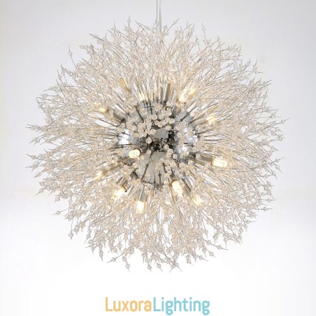 Designer Touch Decorative Firework Globe Dandelion Chrome Feature Crystal Metal Chandelier