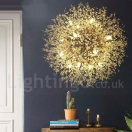 Designer Touch Decorative Firework Globe Dandelion Chrome Feature Crystal Metal Chandelier