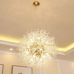 Designer Touch Decorative Firework Globe Dandelion Chrome Feature Crystal Metal Chandelier