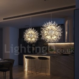 Designer Touch Decorative Firework Globe Dandelion Chrome Feature Crystal Metal Chandelier