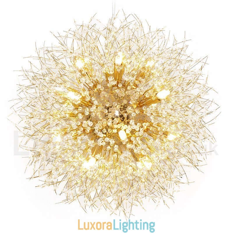 Designer Touch Decorative Firework Globe Dandelion Chrome Feature Crystal Metal Chandelier