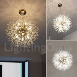 Designer Touch Decorative Firework Globe Dandelion Chrome Feature Crystal Metal Chandelier