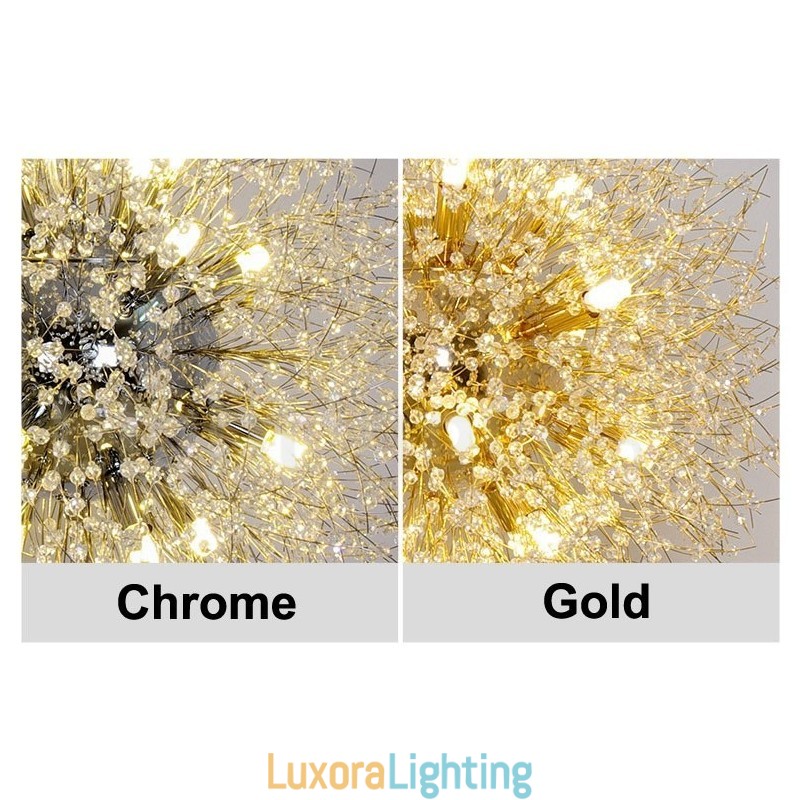 Designer Touch Decorative Firework Globe Dandelion Chrome Feature Crystal Metal Chandelier