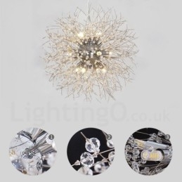 Designer Touch Decorative Firework Globe Dandelion Chrome Feature Crystal Metal Chandelier