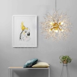 Designer Touch Decorative Firework Globe Dandelion Chrome Feature Crystal Metal Chandelier